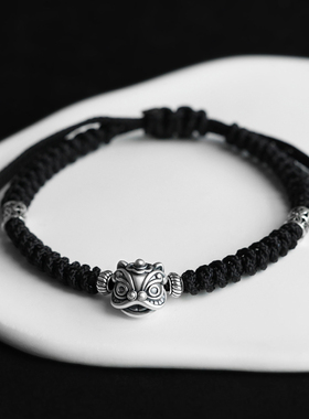 国潮古风足银999小醒狮纯