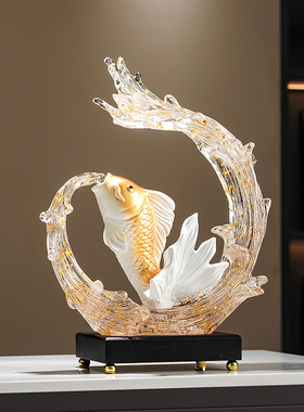 新中式年年有余摆件客厅入户玄关电视柜轻奢锦鲤家居饰品乔迁礼物