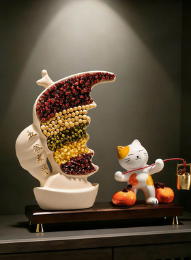 五谷丰登福猫摆件一帆风顺帆船