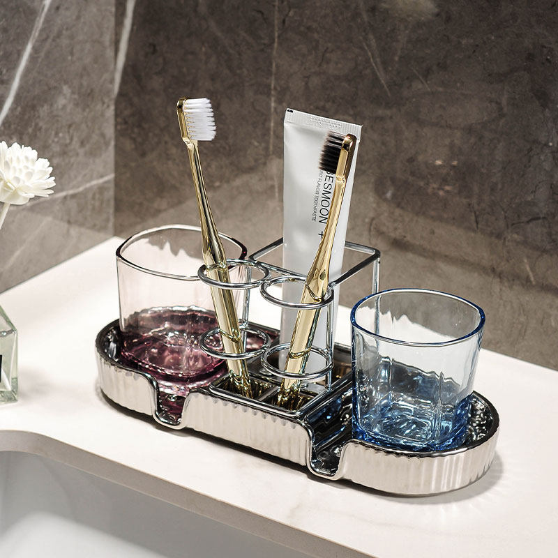 北欧ins牙刷置物架创意免打孔刷牙杯架卫生间浴室轻奢软装饰套装