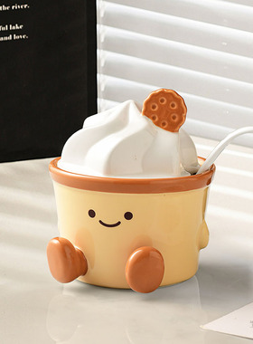 卡通带勺盖陶瓷调料瓶罐厨房家用