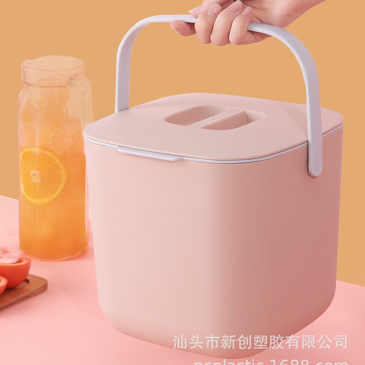 家用带盖沥水干湿分离厨房台面桌面分类有盖创意垃圾篮厨余垃圾桶