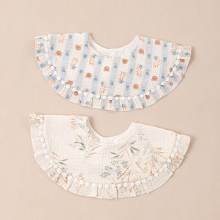 ins韩版防水婴儿口水巾加大宝宝纯棉纱布公主风360可调节围嘴围兜