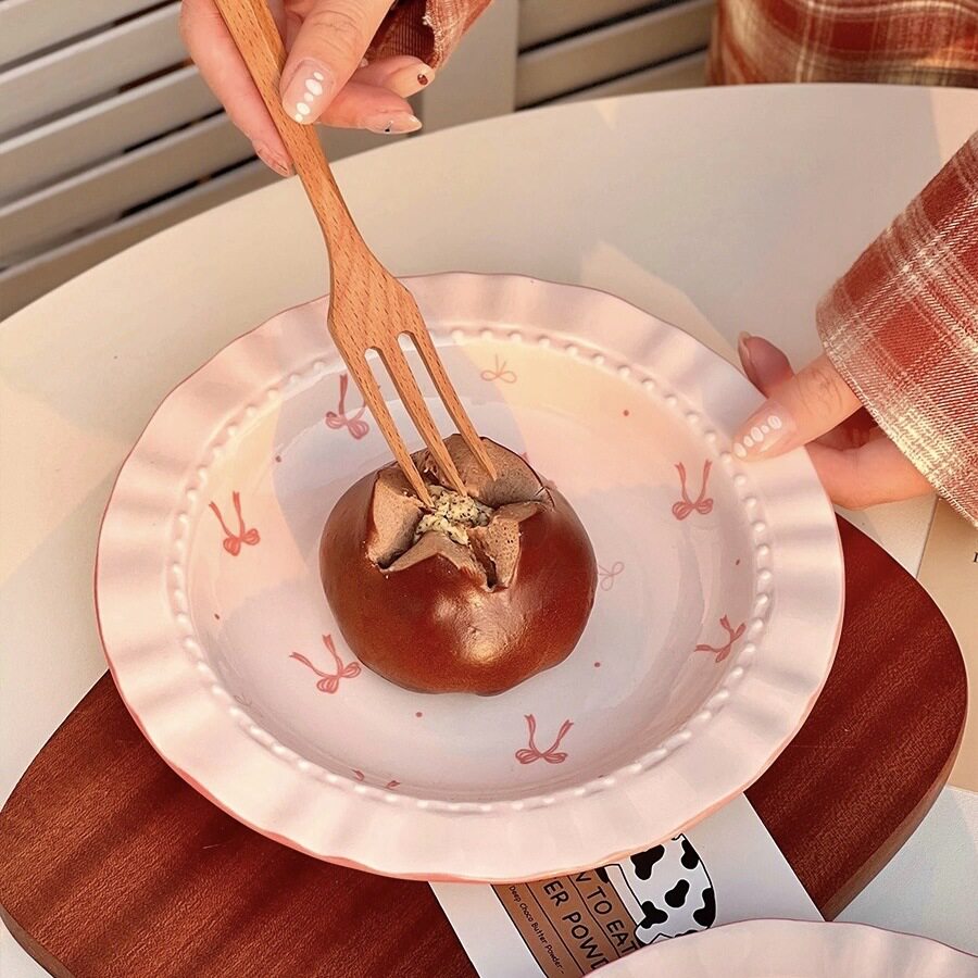 蝴蝶结盘子陶瓷餐具高温