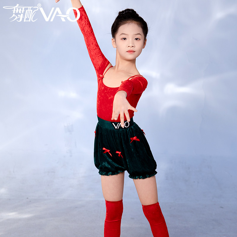 舞配高端拉丁舞练功服红黑女童