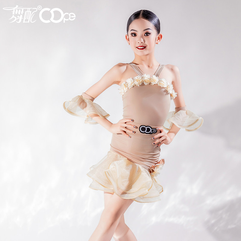 OOPE舞配拉丁舞服练习服薄纱花朵