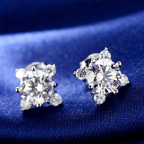 Pt950 platinum 18K pure gold four claw four leaf petal flower D-COLOR Moissanite diamond earrings earrings female pen