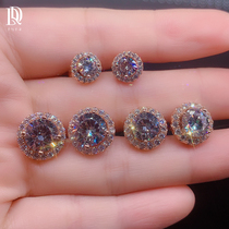 18K Rose Gold Group diamond with four claws D-COLOR morsonite diamond surround drill Earrings pt950 platinum pencil cake