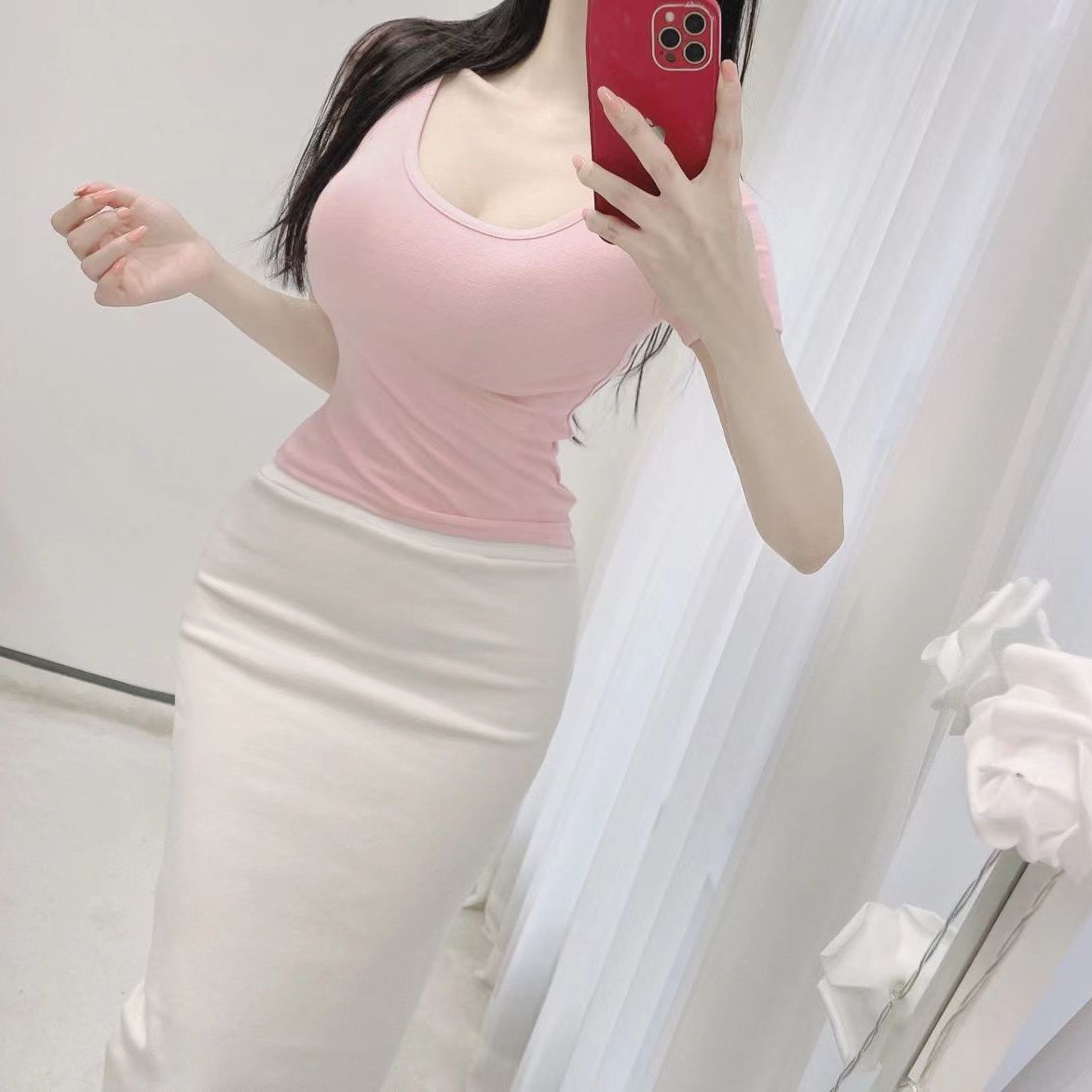 纯欲风T恤女ins潮夏季2022新款纯色辣妹圆领性感紧身显瘦短袖上衣