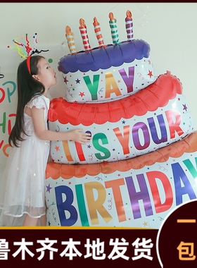 生日蛋糕数字气球儿童周岁派对氛围仪式感场景装饰布置男女孩C024