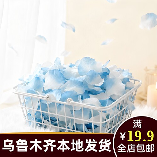 新疆乌鲁木齐本地发货生日场景装饰布置蓝白花瓣彷真表白求婚C082