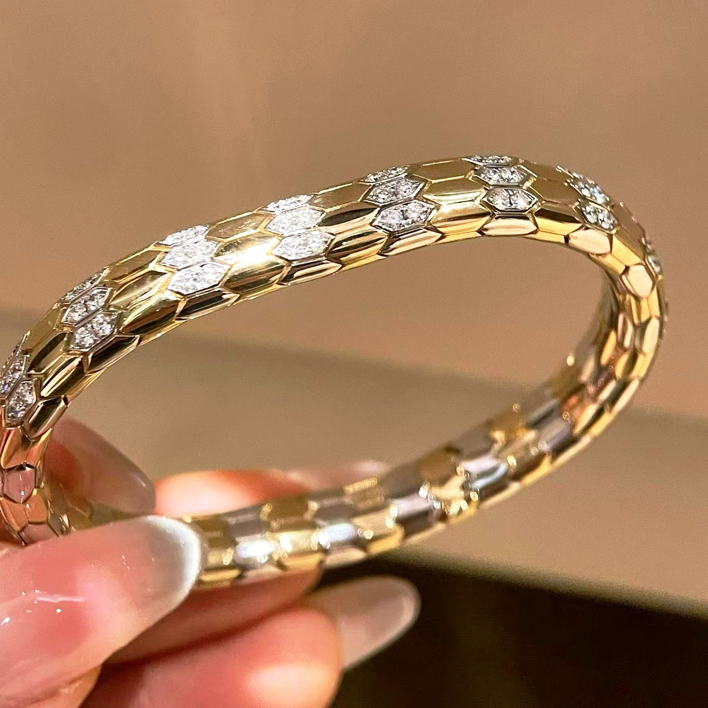 复古金钻手镯重金工双色蛇骨手镯,珠宝/钻石/翡翠,手饰,淘宝优惠券,粉丝福利购,淘宝优惠卷