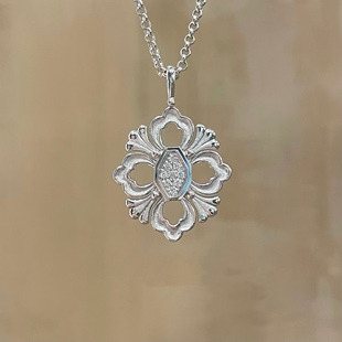 18k白金黄金天然钻石opera gold穹顶项链