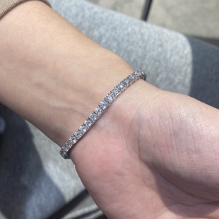 GIA克拉满钻18K金Tennis Bracelet网球sporty girl维基奇钻石手链