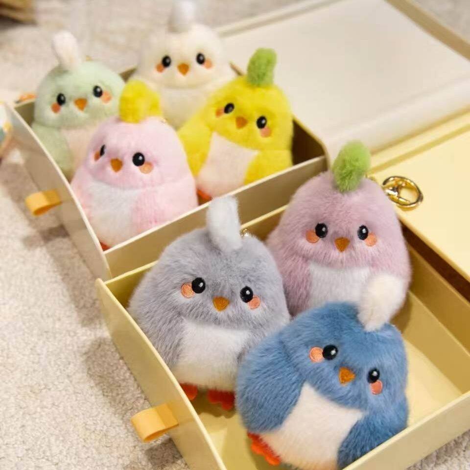 可爱小鸡毛绒钥匙扣卡通情侣包包挂件女生公仔小玩偶书包挂饰品女