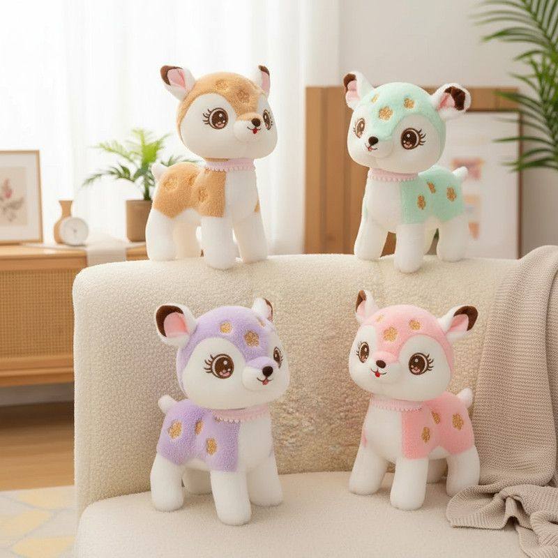 可爱梅花鹿新款玩偶樱花小鹿公仔毛绒玩具女生儿童布娃娃生日礼物