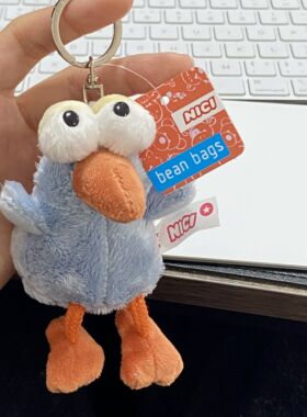 蠢萌蓝灰色大眼睛鸟包挂件ins可爱知更鸟毛绒玩具挂饰钥匙扣礼物