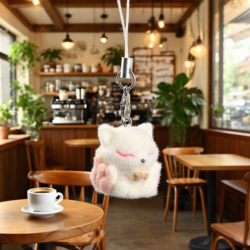 植绒树脂凤九小狐狸挂件小动物钥匙扣少女心手机链包挂礼物