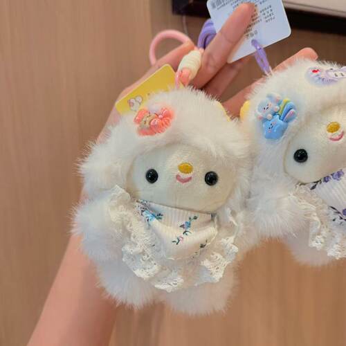 可爱羊毛绒豆袋挂件桌伴软萌绵羊公仔钥匙扣儿童女生玩偶包包挂饰