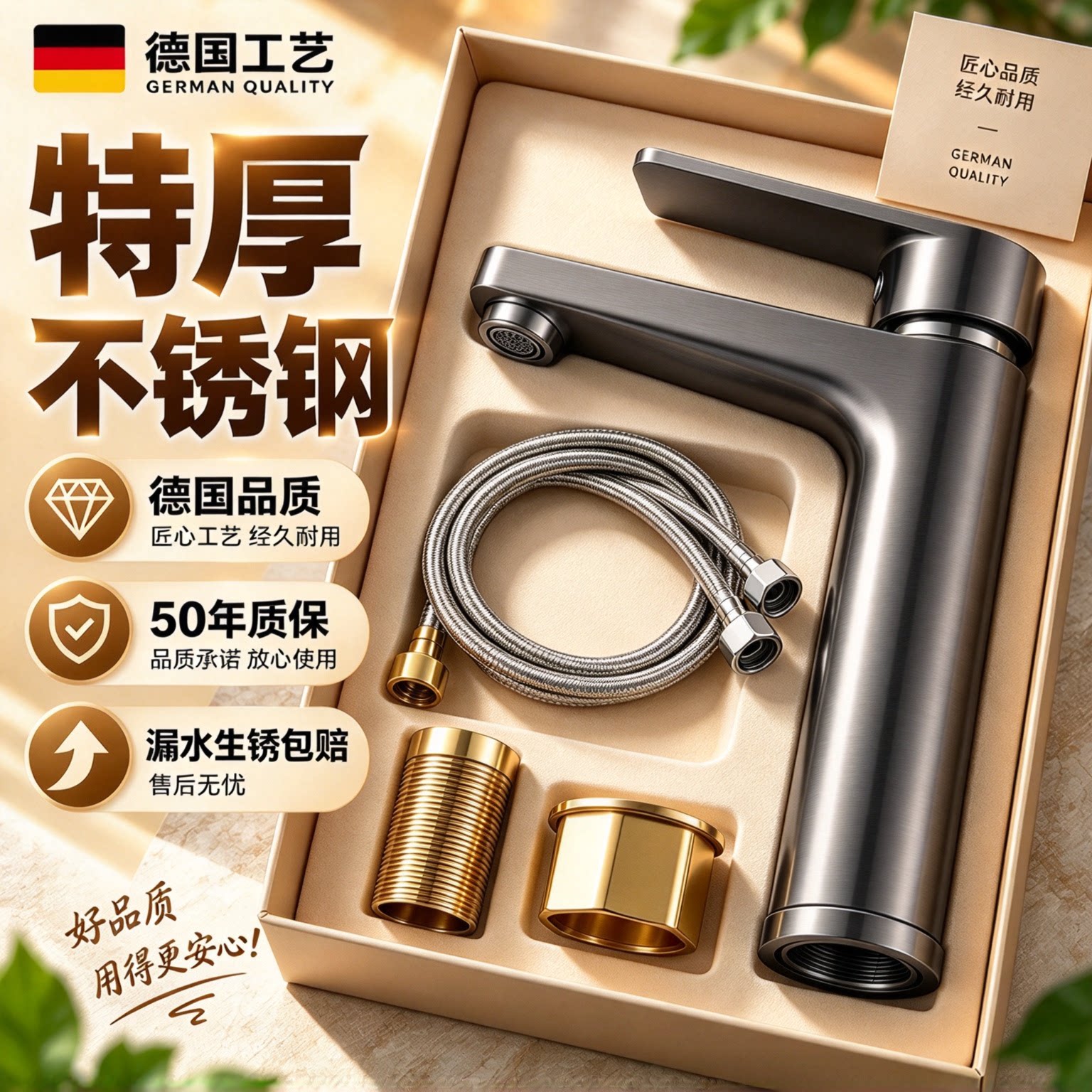 不锈钢水龙头洗脸盆洗手盆冷热水家用龙头浴室卫生间面盆台盆两用