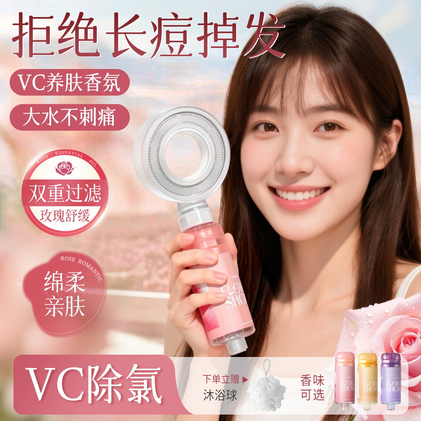 过滤花洒喷头淋浴香氛养肤超强增压洗澡水龙头浴霸热水器净化沐浴