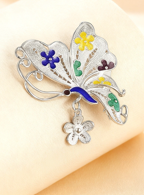 子佩集S990彩蝶胸针【KLXZ001】(不含链)花丝珐琅彩蝴蝶