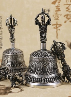藏传用品尼泊尔手工金刚铃杵道士金刚杵响铜喇嘛法器摆件乐器藏铃