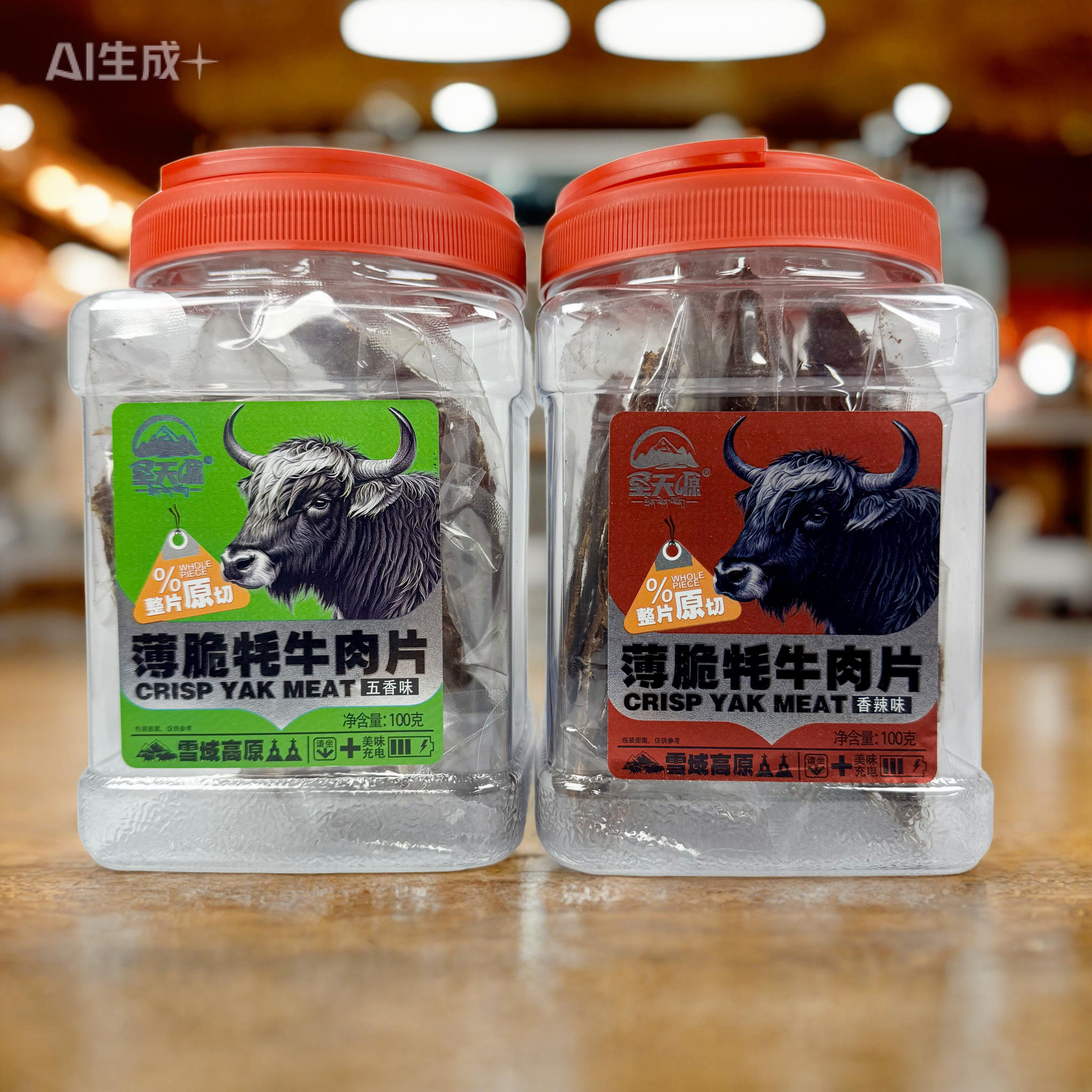 西藏特产圣天源薄脆牦牛肉片超薄手撕牦牛肉干五香香辣味整片原切