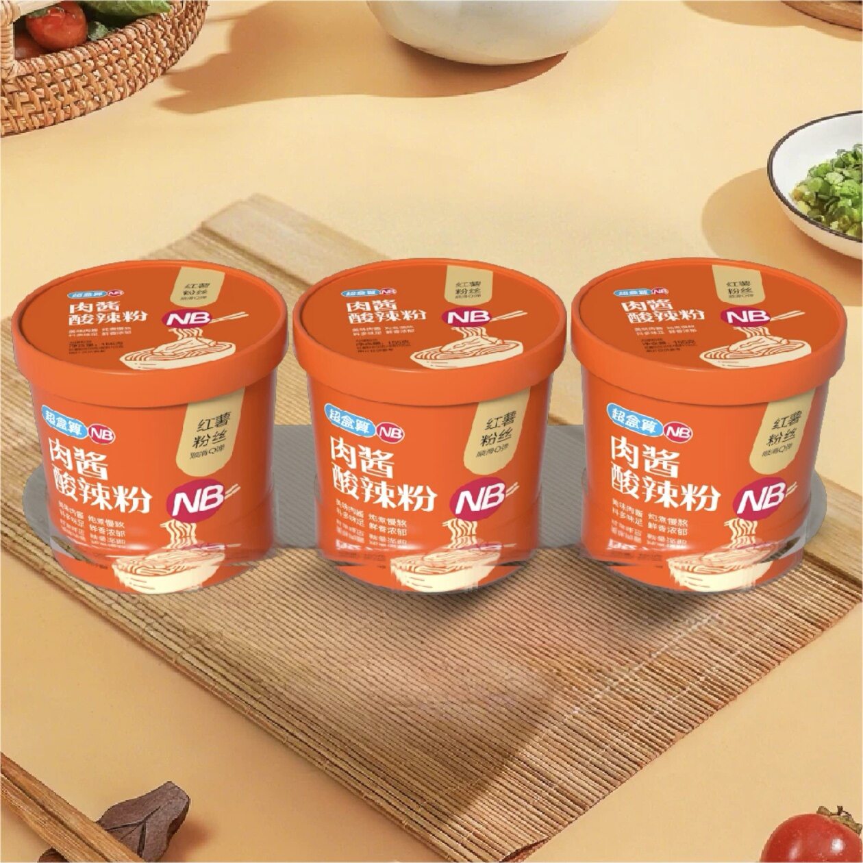超盒算NB肉酱酸辣粉155g*3碗图片