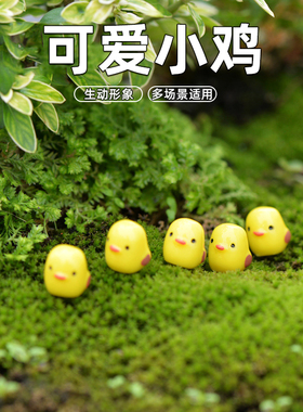 苔藓微景观装饰摆件 造景卡通 迷你黄色小鸡 多肉配饰