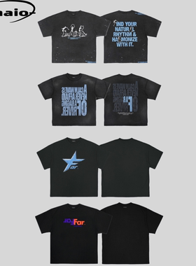 Far Archive 24ss 经典大面积印花水洗做旧短袖tee