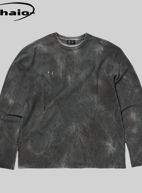 Thug Club 25ss 脏染经典金属星月logo做旧迷彩基础长袖tee