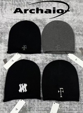 Far Archive 25fw 纯色金属logo羊毛混纺针织毛线帽子冷帽vibe韩