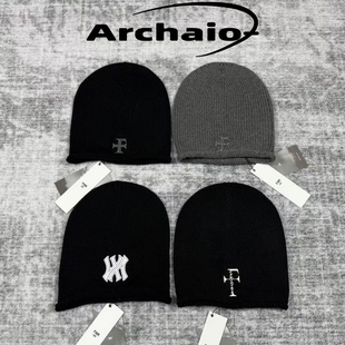 纯色金属logo羊毛混纺针织毛线帽子冷帽vibe韩 25fw Far Archive