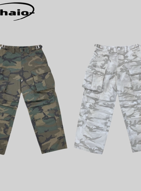 Grailz ProjectGR 24fw Cargo大口袋迷彩廓形工装裤水洗做旧长裤