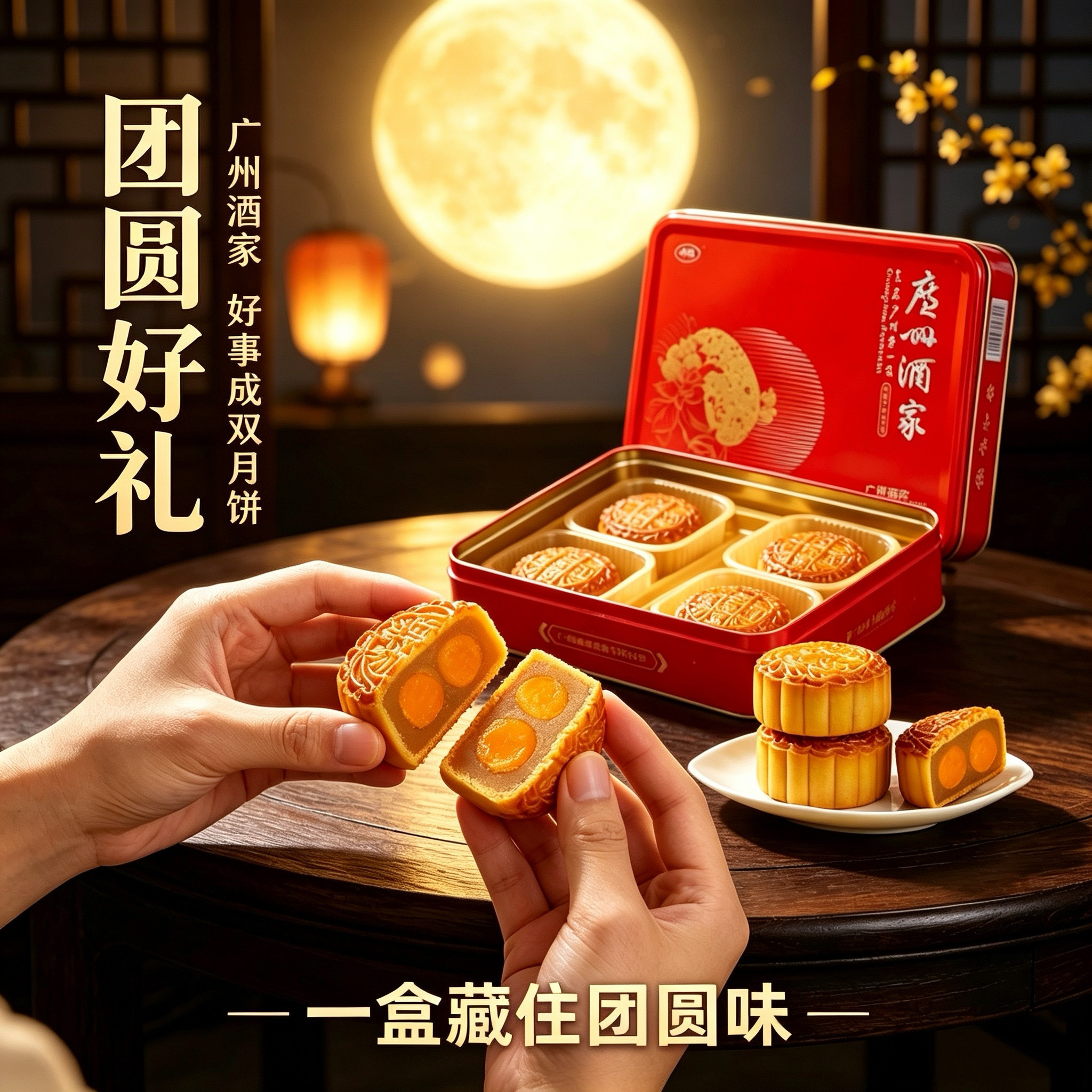 广州酒家好事成双广式月饼礼盒