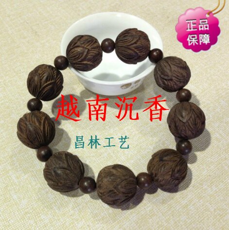 越南沉香木 莲花手串 20MM 佛珠手把件 红木工艺品