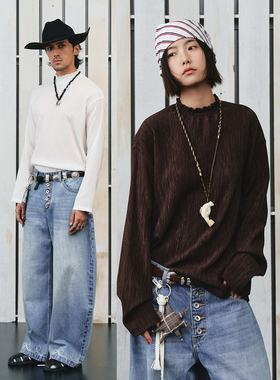 不路牌「初雪压纹」肌理感高领长袖