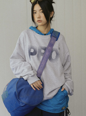 PROS BY CH渐变PRO印花圆领情侣卫衣复古基础宽松纯色套头衫长袖