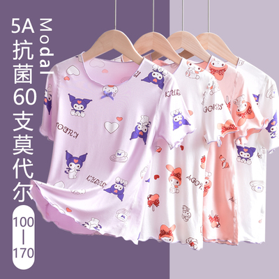 短袖上衣女童夏季卡通印花冰丝