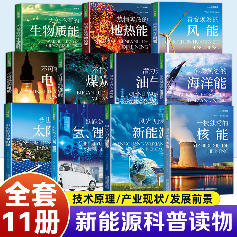 全十一册新能源书籍太阳风生物质地热核氢锂煤油气海洋电能科普大全 全面讲解能源开发利用技术原理与实践应用 科学基础知识原理