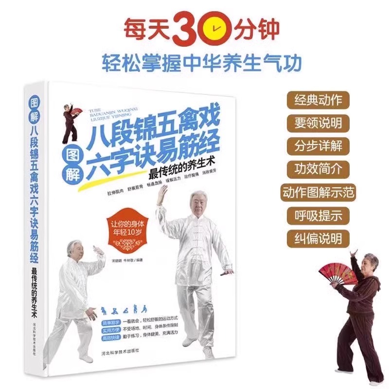 图解八段锦五禽戏六字诀易筋经适合健身养生养身书籍传统的养生术强身健体零基础入门每天30分钟轻松掌握中华养生气功