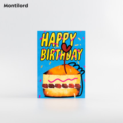 『Montilord』对折贺卡 大号 带信封 生日小蛋糕 节日中秋情人圣诞礼品心意周年纪念对象生日满岁年