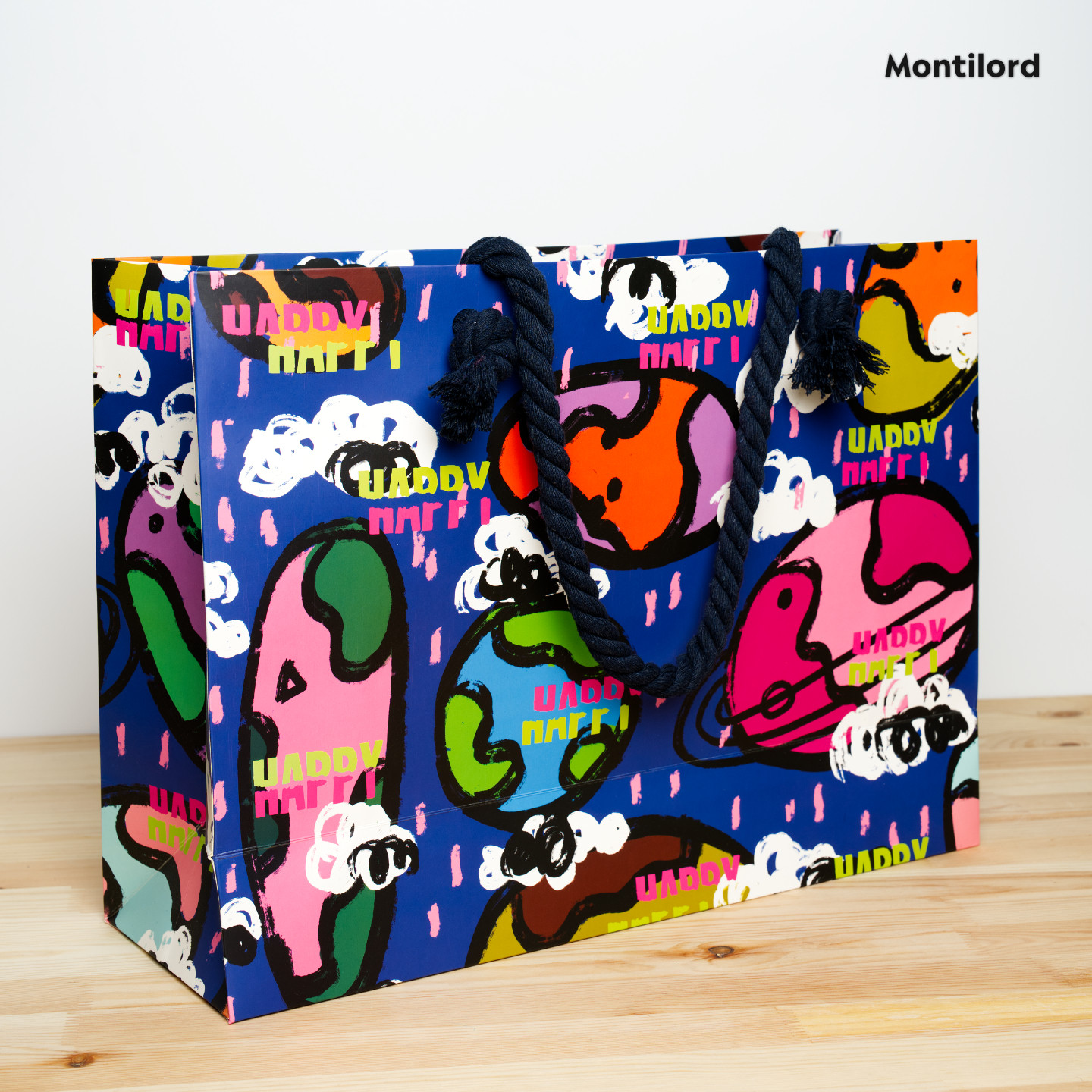 『Montilord』纸质手提袋中号快乐星球文件袋礼品袋杂物袋购