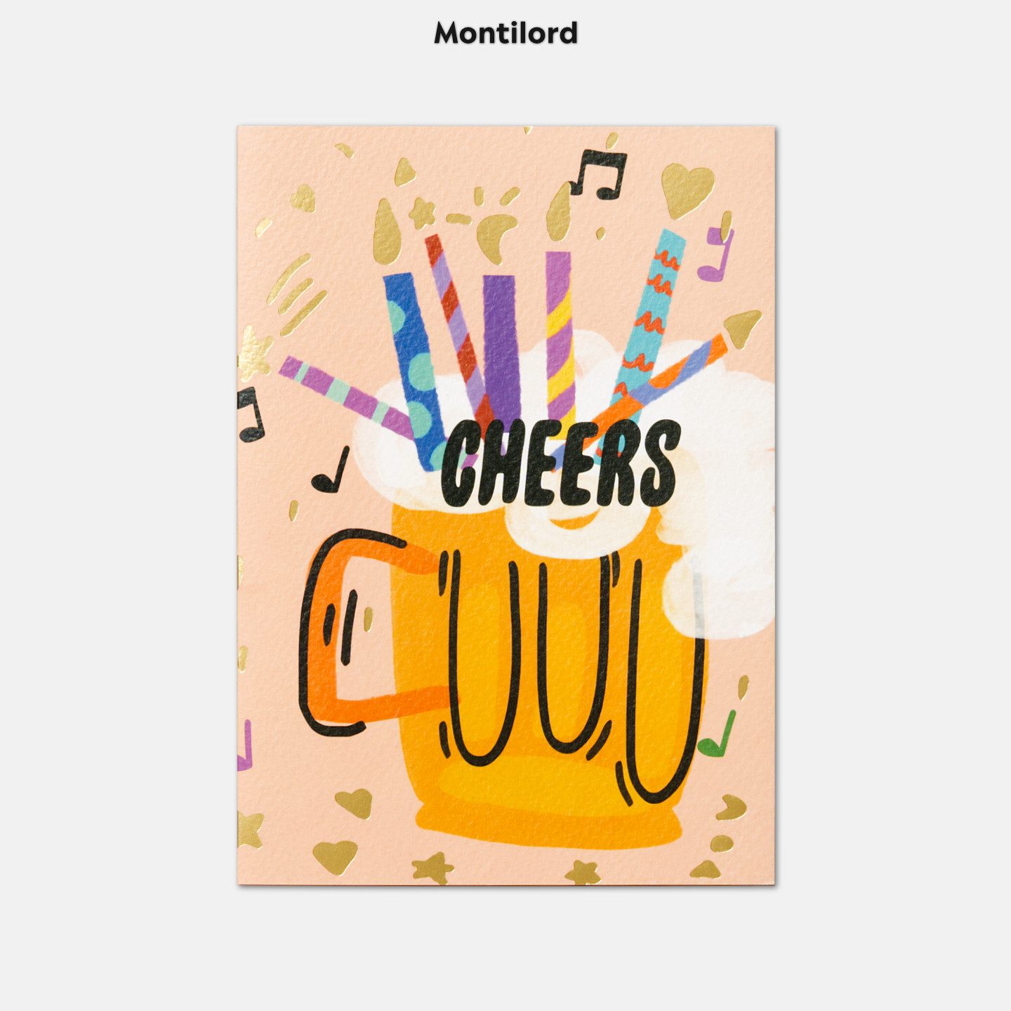 『Montilord』对折贺卡大号带信封节日中秋情人圣诞礼品心意周年纪念对象生日晋升职加薪ins风设计感金色祝福