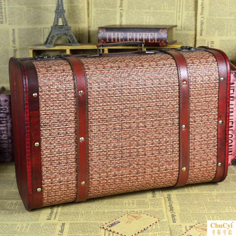 Promotion Retro Suitcase Wooden box European style old-fashioned Lock Wooden case Leather trunk To fake something antique shot prop Showcase decoratein the Storage consolidation , Home Storage appliances , Storage box , Storage box  category - from Buy2taobao.com to provide professional Taobao agent buy service