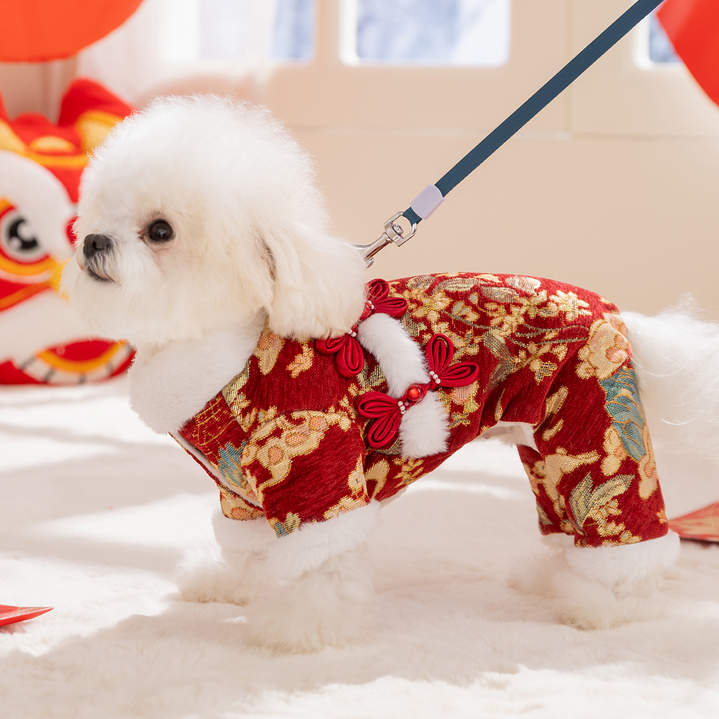 狗狗江山如画新年唐装棉衣