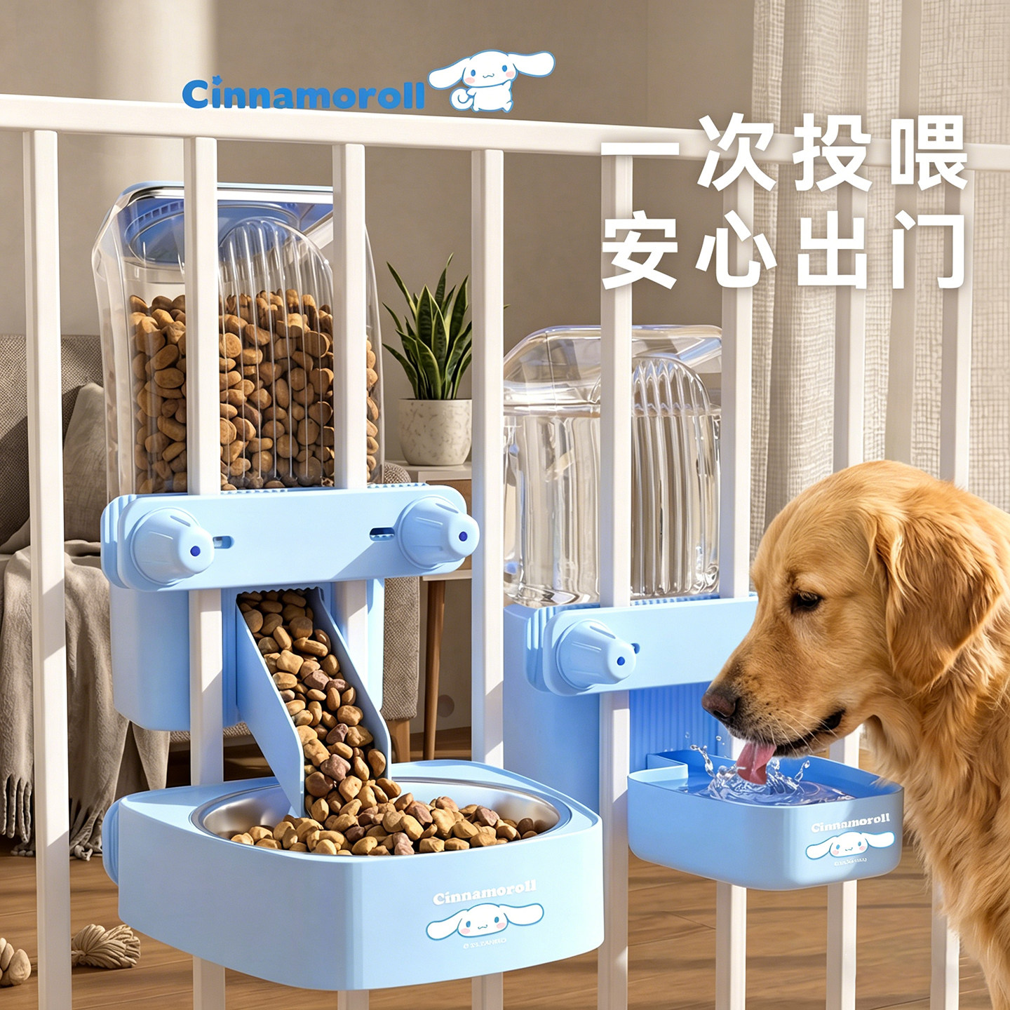 狗狗自动饮水器喂食器粗细笼双用喝水器狗笼子挂式水碗宠物饮水机