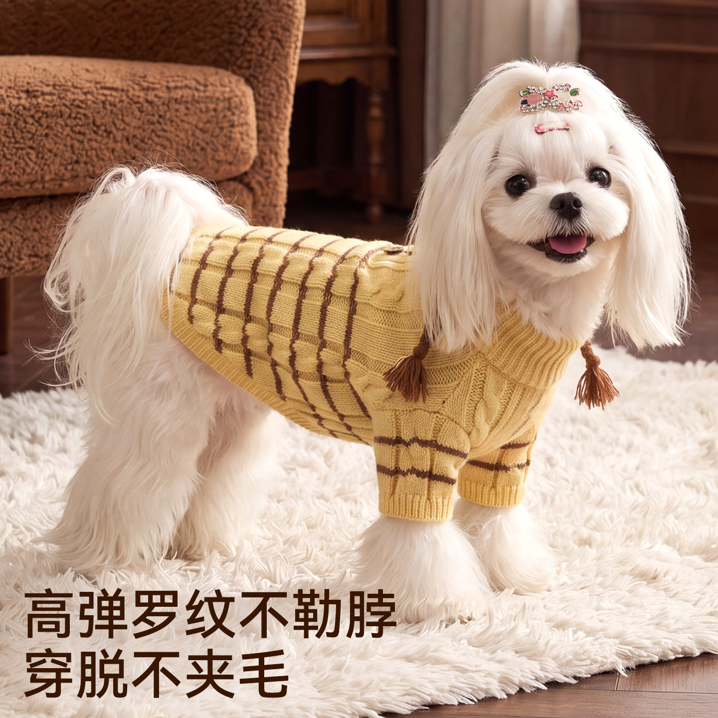 小狗狗衣服仙女辫子麻花毛衣比熊博美小型幼犬秋冬季保暖宠物服装