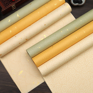 蜡染笺绛云叶纹宣纸毛笔书法作品专用纸半生半熟四尺对开整张彩色洒金粉彩祥云宣纸小楷作品纸仿古国展投稿